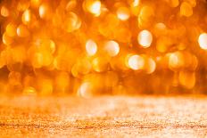 Golden Christmas Bokeh Background-nikkytok-Photographic Print