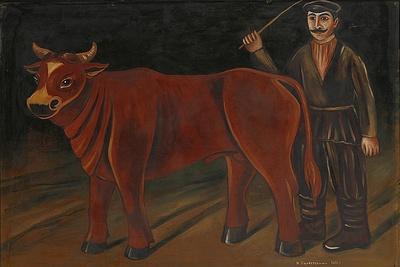 Farmer with Bull, 1916