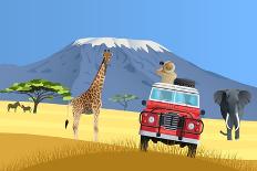 Safari Truck in African Savannah-Nikola Knezevic-Framed Art Print