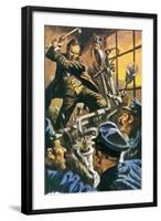 Nikola Tesla Destroying His Machine-English School-Framed Giclee Print