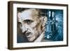 Nikola Tesla with an Early Tesla Coil-null-Framed Giclee Print