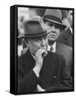 Nikolai Bulganin Listening to Nikita Kruschev Making Speech to Crowd During Visit-null-Framed Stretched Canvas