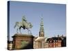 Nikolaj Church and Frederik VII Equestrian Statue, Copenhagen, Denmark, Scandinavia-Sergio Pitamitz-Stretched Canvas