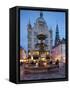 Nikolaj Church and Restaurants at Dusk, Armagertorv, Copenhagen, Denmark, Scandinavia, Europe-Frank Fell-Framed Stretched Canvas