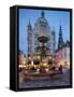 Nikolaj Church and Restaurants at Dusk, Armagertorv, Copenhagen, Denmark, Scandinavia, Europe-Frank Fell-Framed Stretched Canvas