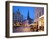 Nikolaj Church and Restaurants at Dusk, Armagertorv, Copenhagen, Denmark, Scandinavia, Europe-Frank Fell-Framed Photographic Print