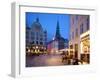 Nikolaj Church and Restaurants at Dusk, Armagertorv, Copenhagen, Denmark, Scandinavia, Europe-Frank Fell-Framed Photographic Print