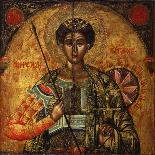 Holy Warrior Demetrio, with Armor, Sword and Spear-Nikolla (Nicholas) Onufri-Framed Stretched Canvas