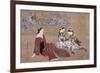 Nikuhitsu Ukiyo-E: Courtesan and Two Attendants, C. 1735-Okumura Masanobu-Framed Giclee Print