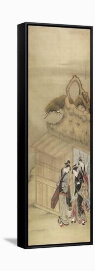 Nikuhitsu Ukiyo-E: Geisha on Her Way to a Night-Time Assignation, C. 1784-Kitao Masanobu-Framed Stretched Canvas