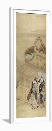 Nikuhitsu Ukiyo-E: Geisha on Her Way to a Night-Time Assignation, C. 1784-Kitao Masanobu-Framed Giclee Print