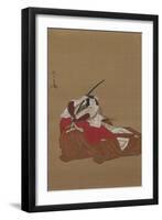 Nikuhitsu Ukiyo-E: Ichikawa Danjuro V in the Shibaraku Role, C. 1778-Katsukawa Shunsho-Framed Giclee Print