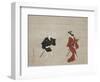 Nikuhitsu Ukiyo-E: Young Samurai and a Manservant as Mitate of Huanshigong and Zhang Lian, C. 1690-Hishikawa Moronobu-Framed Giclee Print