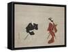 Nikuhitsu Ukiyo-E: Young Samurai and a Manservant as Mitate of Huanshigong and Zhang Lian, C. 1690-Hishikawa Moronobu-Framed Stretched Canvas