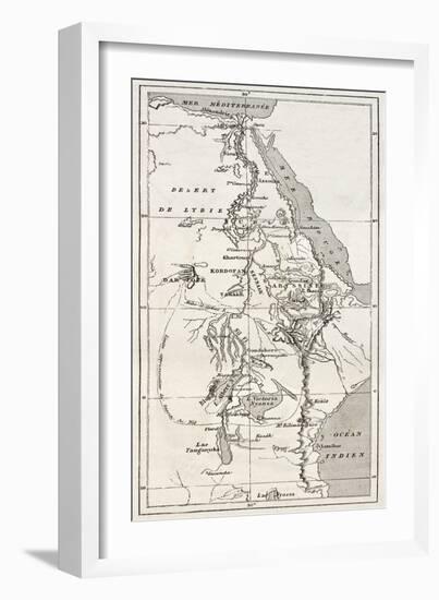Nile Basin Old Map. By Unidentified Author, Published On Le Tour Du Monde, Paris, 1867-marzolino-Framed Art Print