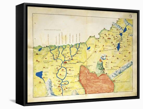 Nile River Delta, Red Sea and Mount Sinai, from Atlas of the World in Thirty-Three Maps, 1553-Battista Agnese-Framed Stretched Canvas