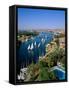 Nile River, Feluccas on the Nile River and Old Cataract Hotel, Aswan, Egypt-Steve Vidler-Framed Stretched Canvas