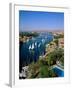 Nile River, Feluccas on the Nile River and Old Cataract Hotel, Aswan, Egypt-Steve Vidler-Framed Photographic Print