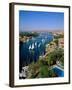 Nile River, Feluccas on the Nile River and Old Cataract Hotel, Aswan, Egypt-Steve Vidler-Framed Photographic Print