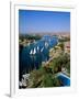 Nile River, Feluccas on the Nile River and Old Cataract Hotel, Aswan, Egypt-Steve Vidler-Framed Photographic Print