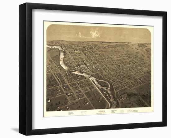 Niles, Michigan - Panoramic Map-Lantern Press-Framed Art Print