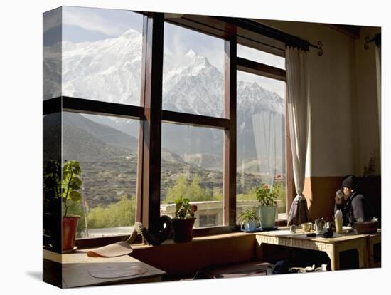 Nilgiri Range Whilst Enjoying Breakfast in Om's Home Hotel at Jomsom on the Annapurna Circuit Trek-Don Smith-Stretched Canvas