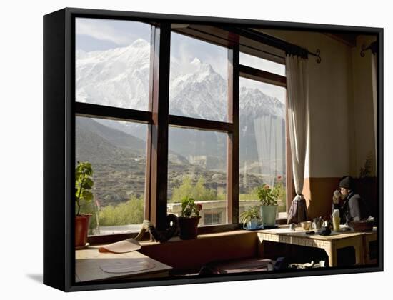 Nilgiri Range Whilst Enjoying Breakfast in Om's Home Hotel at Jomsom on the Annapurna Circuit Trek-Don Smith-Framed Stretched Canvas