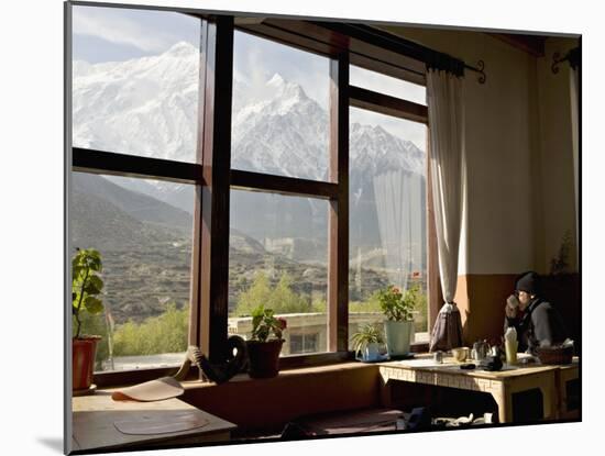 Nilgiri Range Whilst Enjoying Breakfast in Om's Home Hotel at Jomsom on the Annapurna Circuit Trek-Don Smith-Mounted Photographic Print