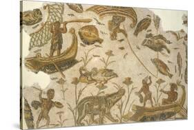 Nilotic Mosaic Depicting Pygmies Hunting Hippopotamus, 3rd Century-null-Stretched Canvas