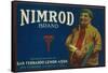 Nimrod Lemon Label - San Fernando, CA-Lantern Press-Framed Stretched Canvas