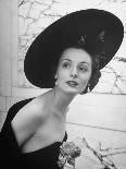 Restaurant Fashions: Cartwheel Hat, Strapless Evening Dress and Stole-Nina Leen-Photographic Print