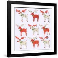 Nine Document Reindeer-Sarah Battle-Framed Giclee Print