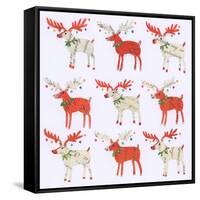 Nine Document Reindeer-Sarah Battle-Framed Stretched Canvas