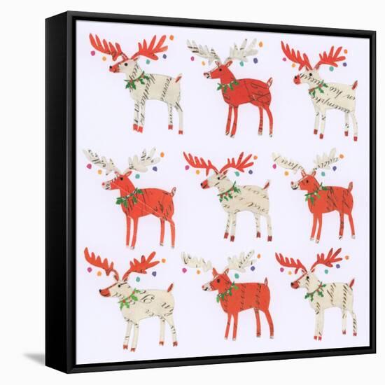 Nine Document Reindeer-Sarah Battle-Framed Stretched Canvas