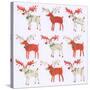 Nine Document Reindeer-Sarah Battle-Stretched Canvas