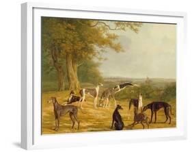 Nine Greyhounds in a Landscape-Jacques-Laurent Agasse-Framed Giclee Print