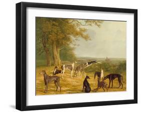 Nine Greyhounds in a Landscape-Jacques-Laurent Agasse-Framed Giclee Print