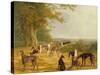 Nine Greyhounds in a Landscape-Jacques-Laurent Agasse-Stretched Canvas