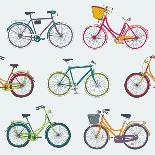 Hand Drawn Vector Seamless Pattern with Colorful City Bikes-Nine Homes-Mounted Art Print