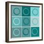 Nine Patch Blue Circles-Ricki Mountain-Framed Art Print