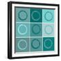 Nine Patch Blue Circles-Ricki Mountain-Framed Art Print