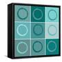 Nine Patch Blue Circles-Ricki Mountain-Framed Stretched Canvas