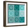 Nine Patch Blue Circles-Ricki Mountain-Framed Art Print