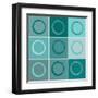 Nine Patch Blue Circles-Ricki Mountain-Framed Art Print