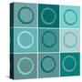 Nine Patch Blue Circles-Ricki Mountain-Stretched Canvas