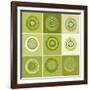 Nine Patch Green Tree Circles I-Ricki Mountain-Framed Art Print