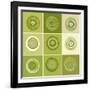 Nine Patch Green Tree Circles I-Ricki Mountain-Framed Art Print