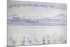 Nine Swans in Front of a Mountainous Landscape; Der Hafen Von Genf, Mit Neu-Ferdinand Hodler-Mounted Giclee Print