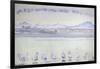 Nine Swans in Front of a Mountainous Landscape; Der Hafen Von Genf, Mit Neu-Ferdinand Hodler-Framed Giclee Print