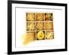 Nine Types Of Pasta In Wooden Box Sections Isolated On White-Yastremska-Framed Art Print